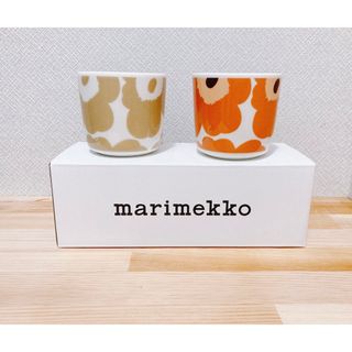 マリメッコ(marimekko)のマリメッコ　ウニッコ　ベージュホワイト　アプリコット　ラテマグセット(グラス/カップ)