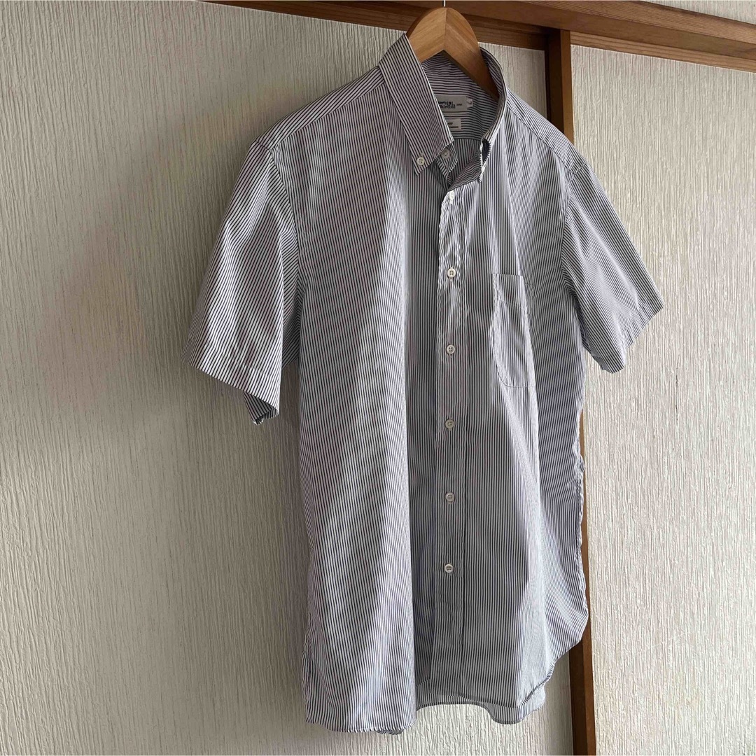 【美品】Maker's Shirt鎌倉　100番手　ストライプ半袖シャツ 4