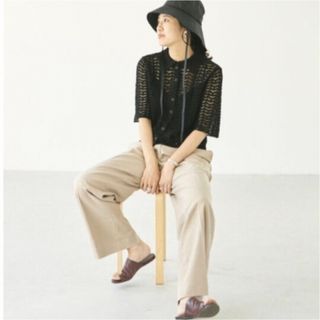 トゥデイフル(TODAYFUL)のレースニットシャツ　BLK(シャツ/ブラウス(半袖/袖なし))