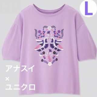 ユニクロ(UNIQLO)のユニクロ アナスイ UT 半袖Tシャツ ANNA SUI  L パープル 紫 鳥(Tシャツ(半袖/袖なし))