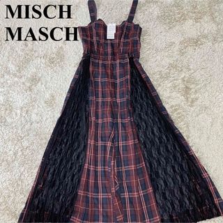 ミッシュマッシュ(MISCH MASCH)の新品 ミッシュマッシュ レース切り替えオールインワン チェック ワイドパンツ 秋(ロングワンピース/マキシワンピース)