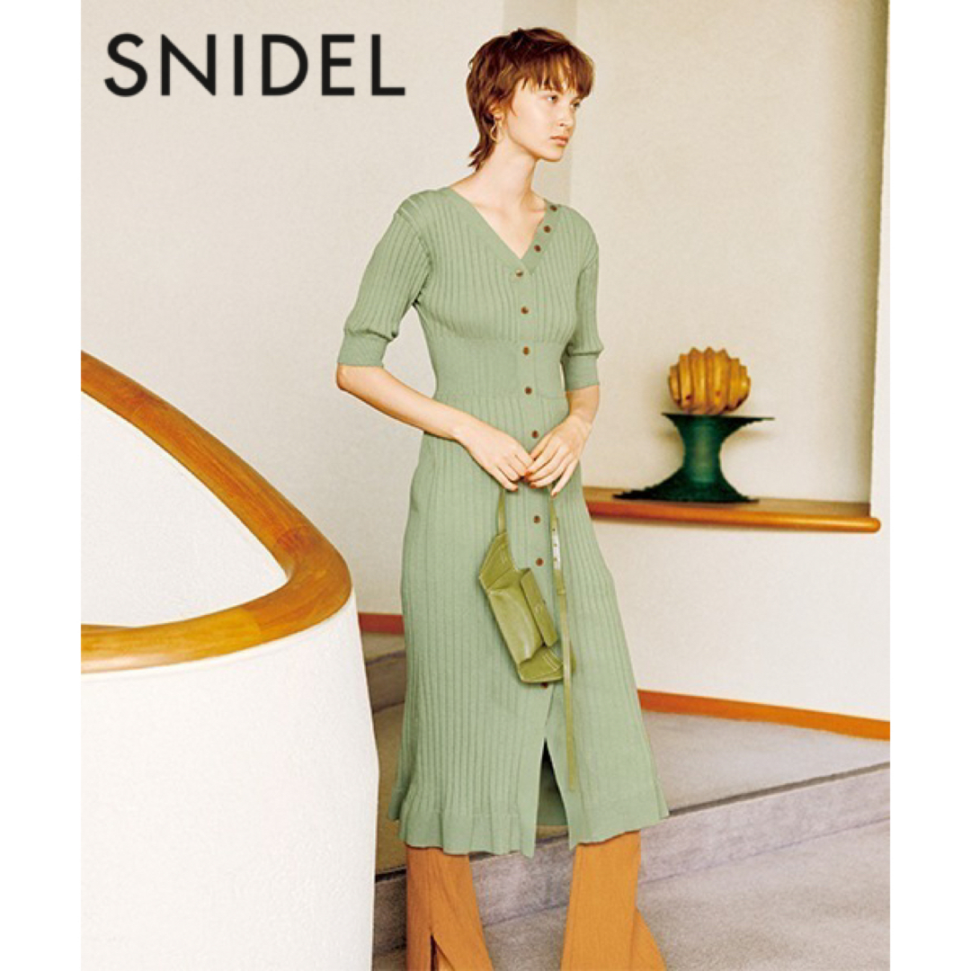 snidel フロントボタンニットワンピース