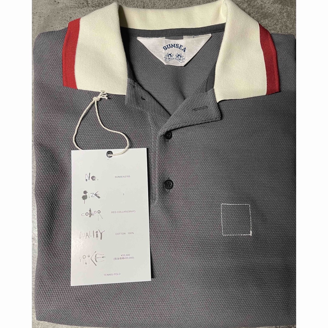 SUNSEA 23SS TENNIS POLO RED COLLAR(GRAY) - ポロシャツ