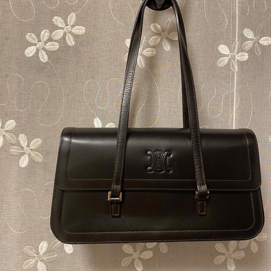 収納袋付きサイズ美品【セリーヌ】CELINE カーフレザー ヴィンテージ ハンドバッグ