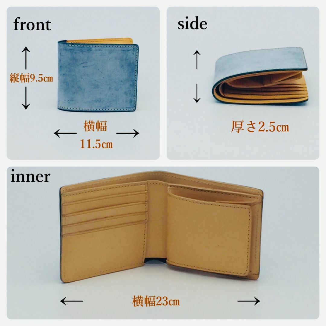0058✨ブラック ブライドル 二つ折り財布✨経年変化 メンズ ヌメ革✨ メンズのファッション小物(折り財布)の商品写真