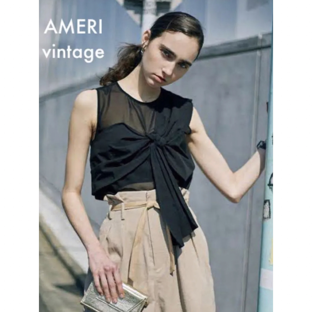 Ameri VINTAGE(アメリヴィンテージ)のTWIST COMBINATION TOP アメリ 19SS ブラック レディースのトップス(タンクトップ)の商品写真