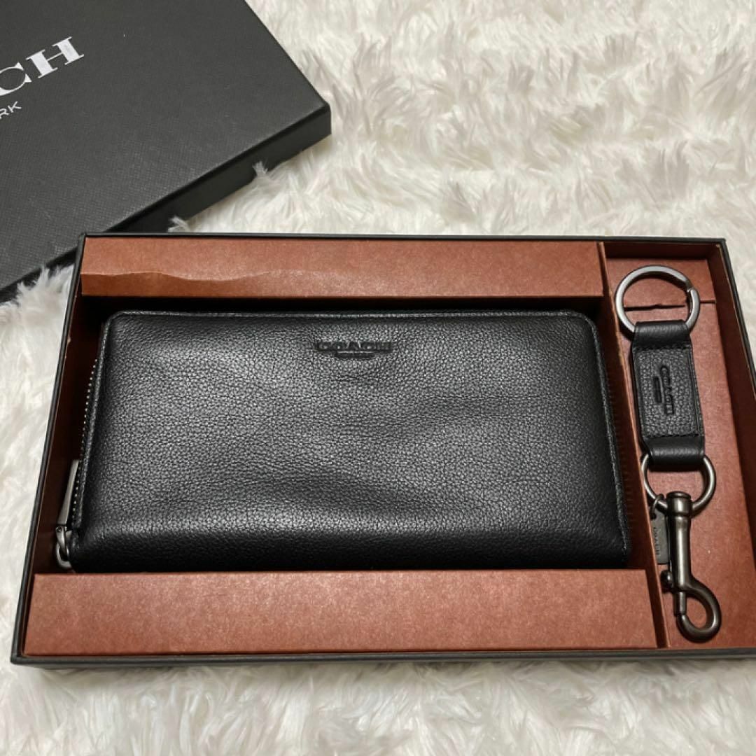 美品　COACH コーチ 長財布 キーリング セットMFSRP ブラック