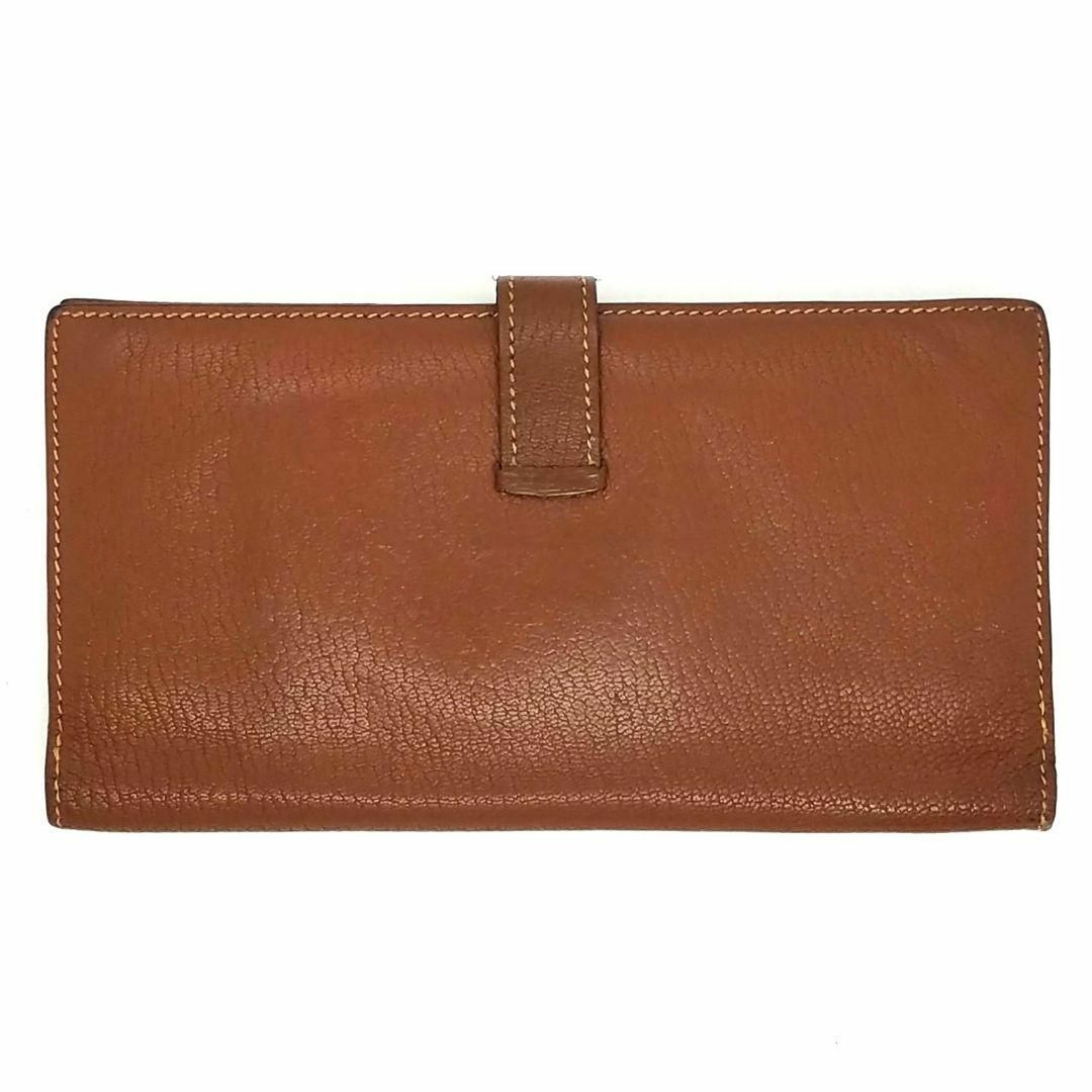 箱付 エルメス ベアン クラシック ヴォーエプソン 長財布 ブラウン □G