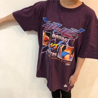 【大人気】FR2 Tシャツ　ストリートファイター風　パープル　センターロゴ  L