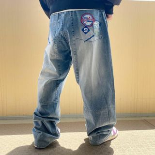 AKADEMIKS - アカデミクス ワッペンデニム 青ブルー 刺繍ロゴ W38