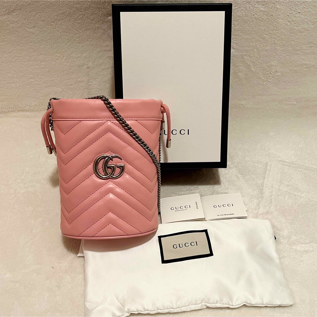 極美品✨ グッチ GUCCI gg マーモント ショルダーバッグ バケットバッグ-