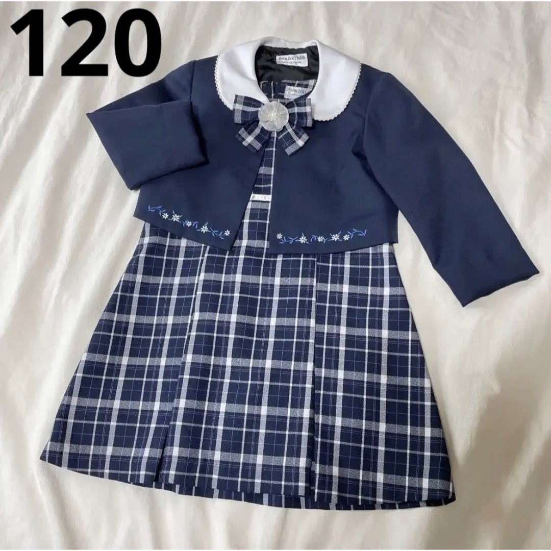 120 女の子　女児　スーツ　刺繍　ジャケット　ワンピース　セットアップ　リボン
