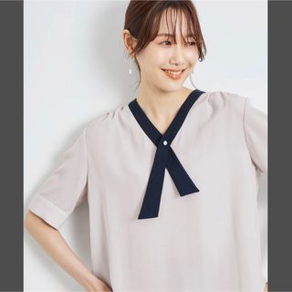 ロペピクニック(Rope' Picnic)の【新品】ロペピクニック　洗える/アソート配色リバーボタンタイブラウス(シャツ/ブラウス(半袖/袖なし))