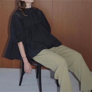 クラネ(CLANE)のCLANE SHEER CHECK VOLUME PUFF TOPS(シャツ/ブラウス(長袖/七分))