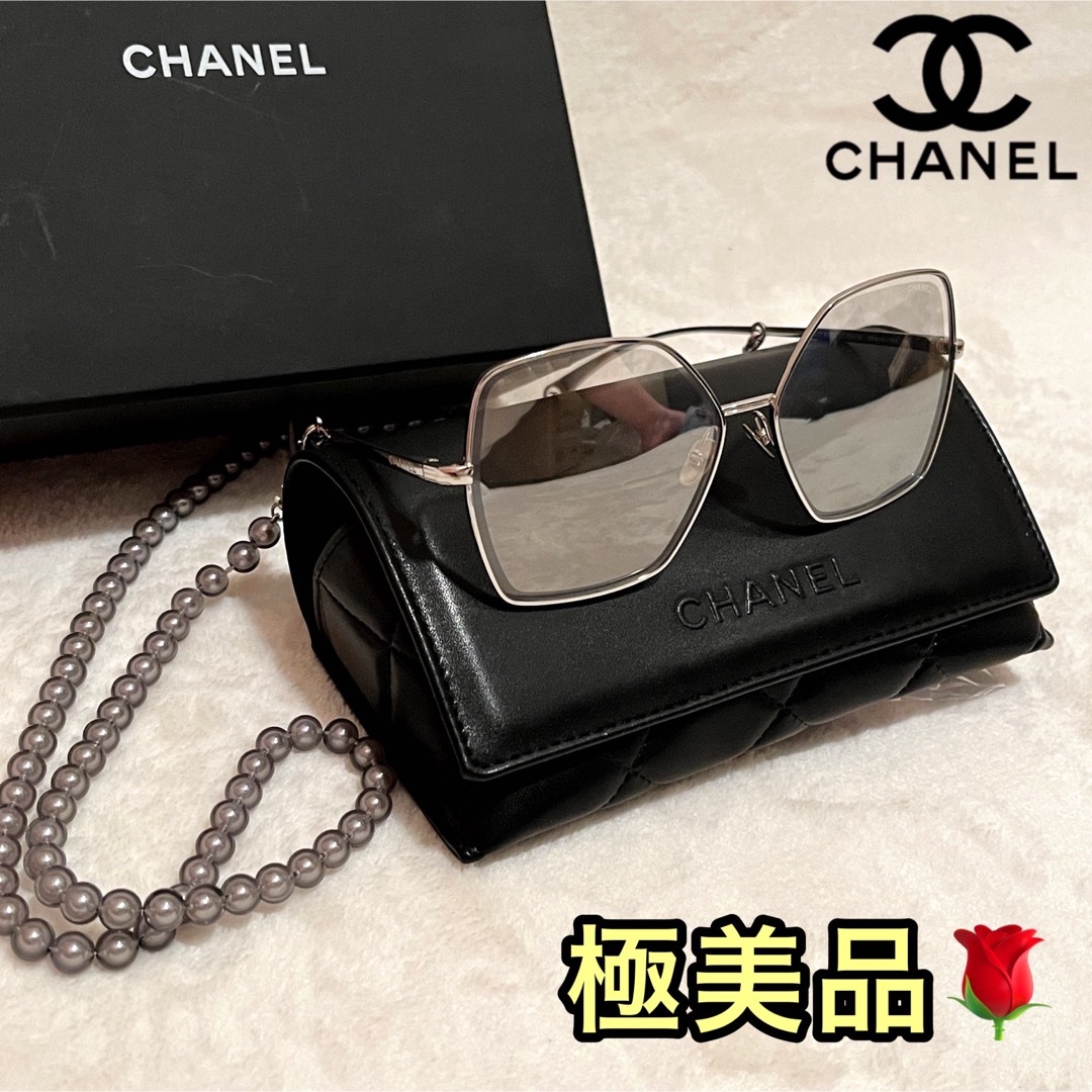 美品✨ CHANEL シャネル サングラス パール チェーン クリア メガネ ...