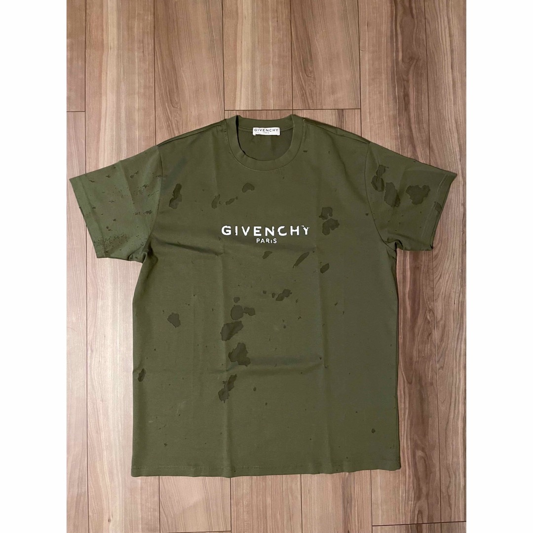 givenchy デストロイ　Tシャツ　カーキ　クラッシュ　ダメージ　ジバンシィTシャツ/カットソー(半袖/袖なし)