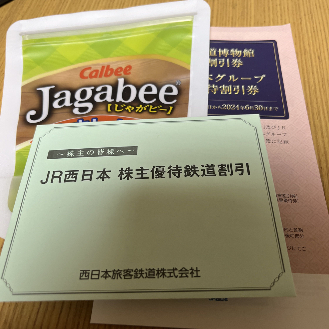 JR西日本100株分優待一式とじゃがビーチャック付きビニール袋