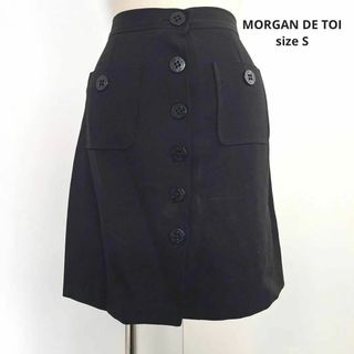 モルガンドゥトワ(MORGAN DE TOI)のMORGAN DE TOI モルガンドゥトワ　黒スカート　size 36(ひざ丈スカート)