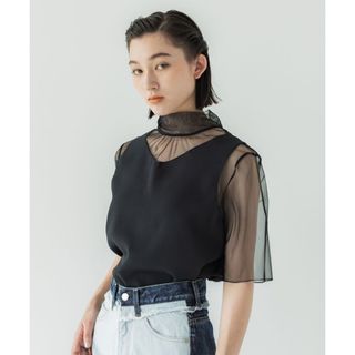 ユナイテッドトウキョウ(UNITED TOKYO)のUNITED TOKYO シアーコンビハイネックトップス-ウォッシャブル(Tシャツ/カットソー(半袖/袖なし))