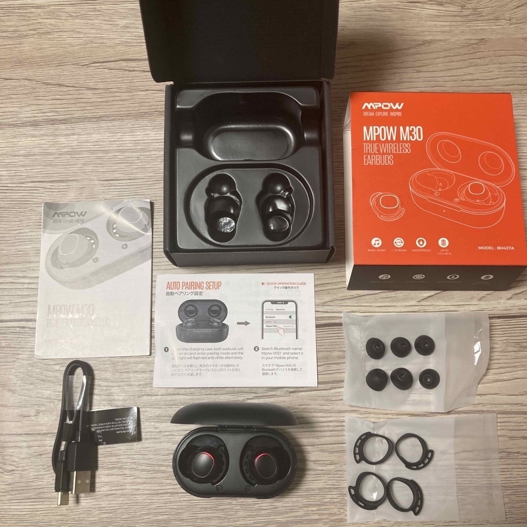 MPOW(エムポー)のMPOW M30 true wireless earbuds スマホ/家電/カメラのオーディオ機器(ヘッドフォン/イヤフォン)の商品写真