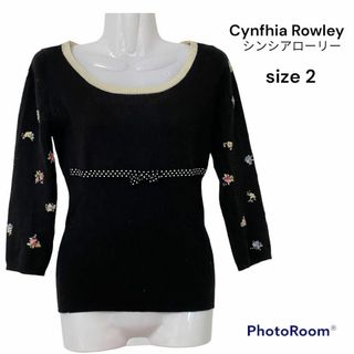 シンシアローリー(Cynthia Rowley)のCiynfhia Rowley シンシアローリー　お花刺繍ニット(Tシャツ(長袖/七分))