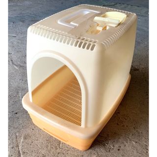 猫のお家トイレ ペットトイレ 屋根付き オレンジ スコップ有り キャット ねこ(猫)