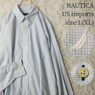 ノーティカ(NAUTICA)の【US輸入古着】NAUTICA 長袖BDシャツ ピンチェック ライトブルー XL(シャツ)