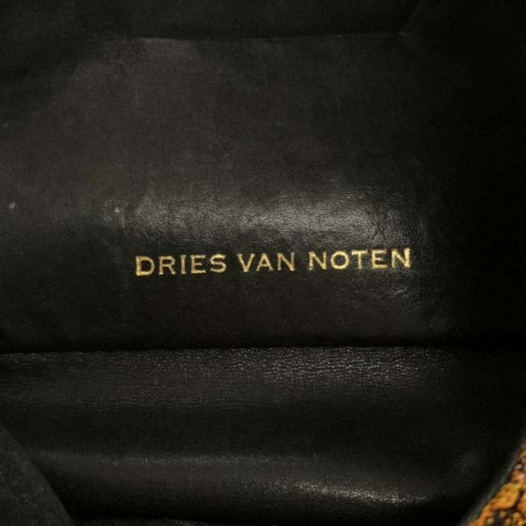 【美品】 DRIES VAN NOTEN / ドリスヴァンノッテン | フラワー ジャガード 刺繍 レザー切替 クラッチ バッグ セカンド ポーチ |  ー | イエロー/ブラック | レディース