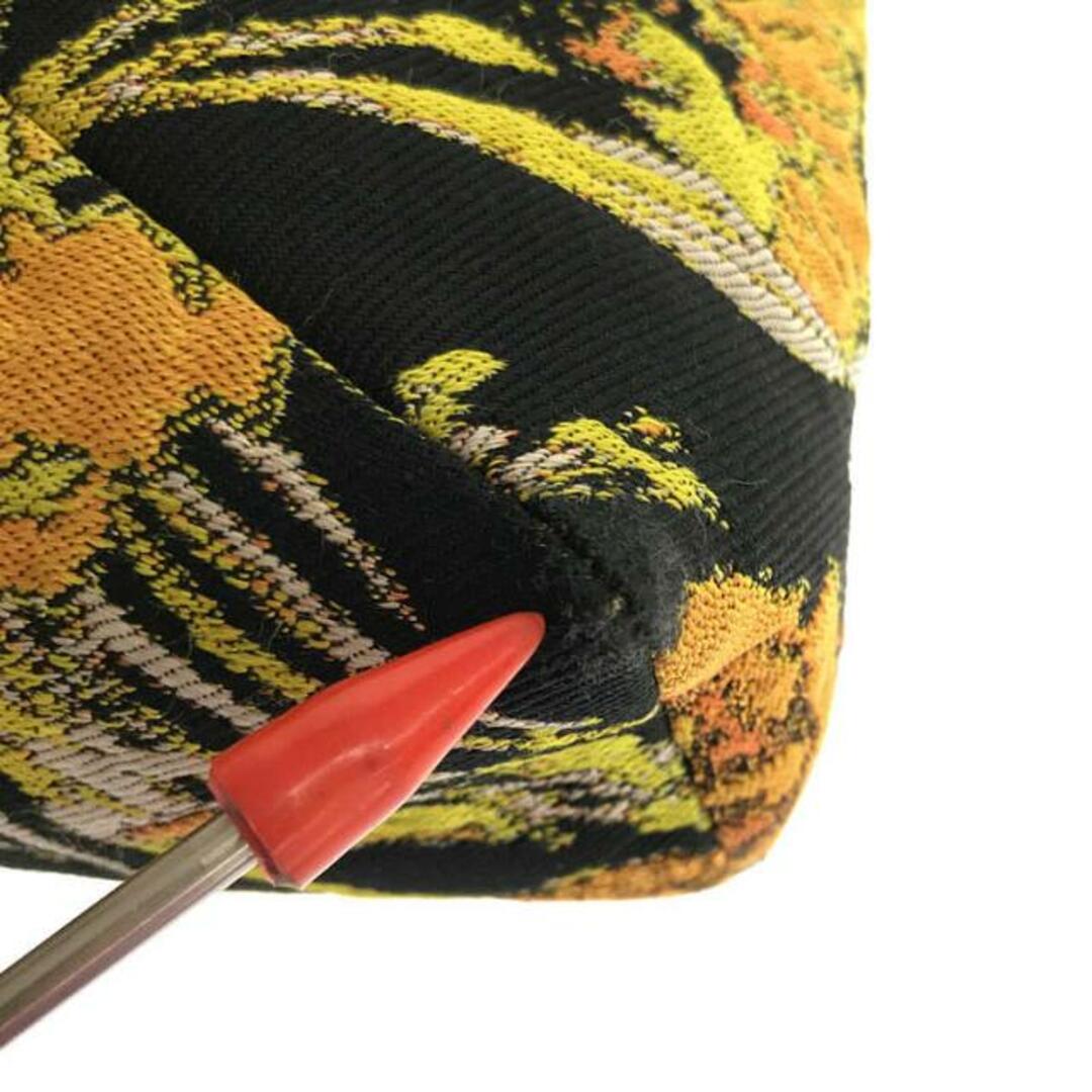 【美品】 DRIES VAN NOTEN / ドリスヴァンノッテン | フラワー ジャガード 刺繍 レザー切替 クラッチ バッグ セカンド ポーチ | ー | イエロー/ブラック | レディース