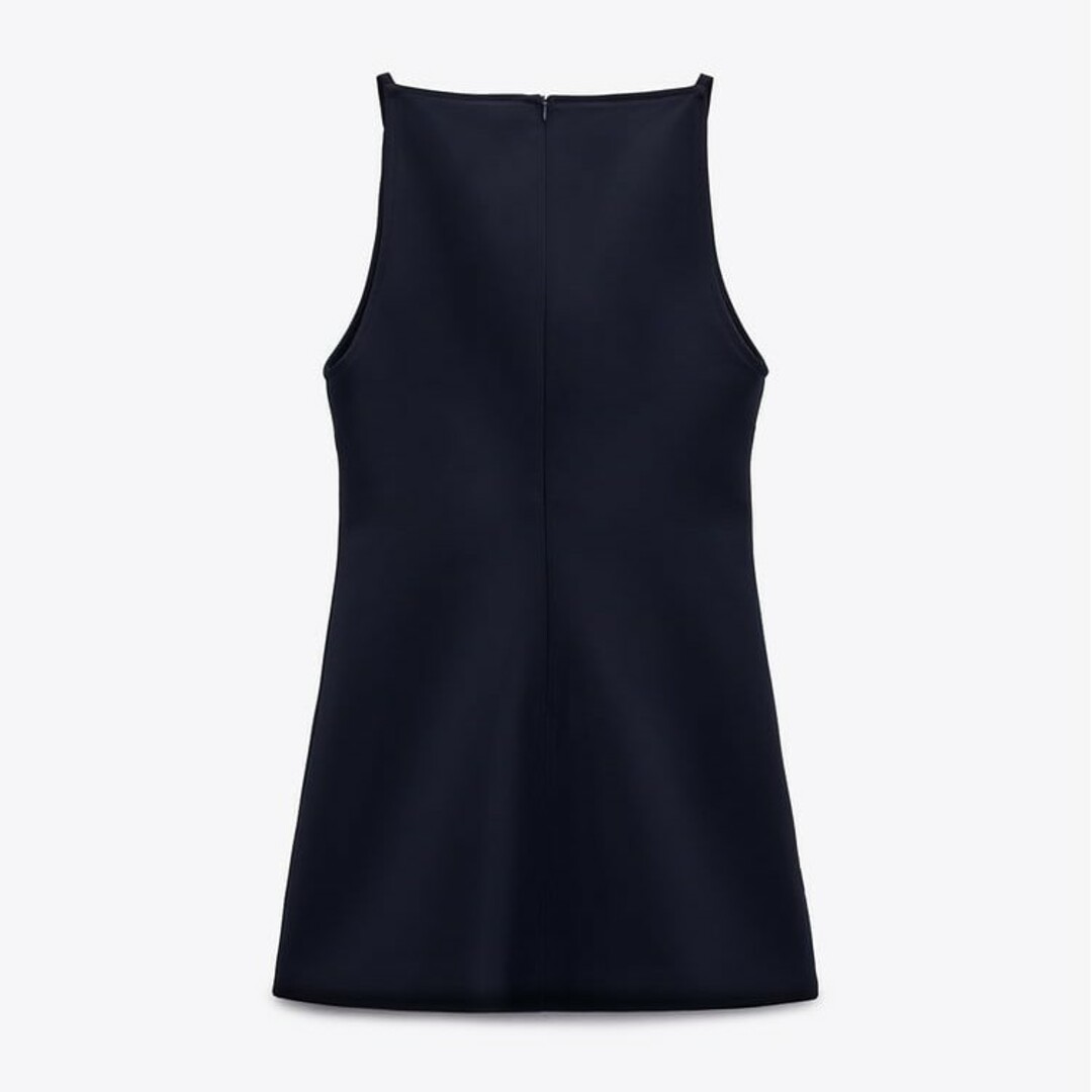 ZARA(ザラ)のZARA　ボタンアップ留め半袖ワンピース　Sサイズ　ネイビーブルー レディースのワンピース(ミニワンピース)の商品写真