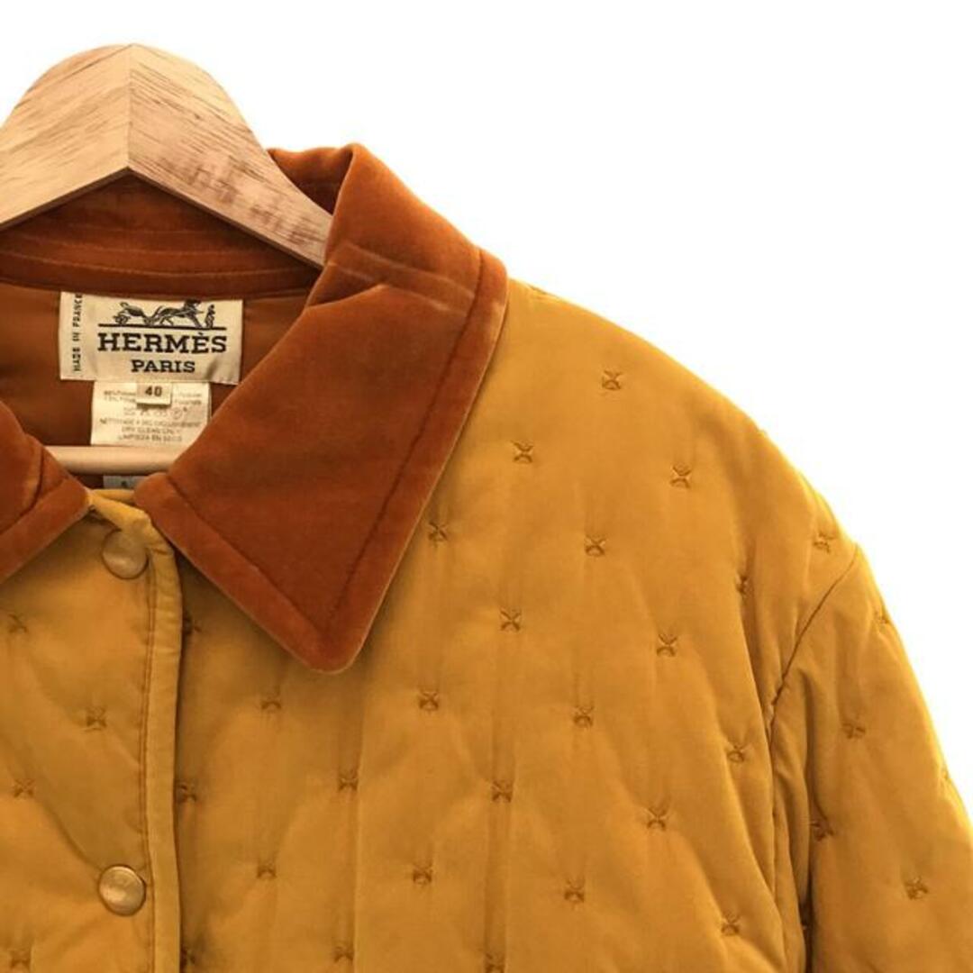 HERMES / エルメス | ヴィンテージ セリエボタン 中綿 パドックコート | 40 | イエロー | レディース