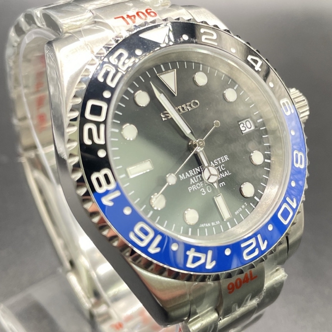 新品SEIKO MOD NH35搭載 セイコー 青黒 バットマン オイスター 黒