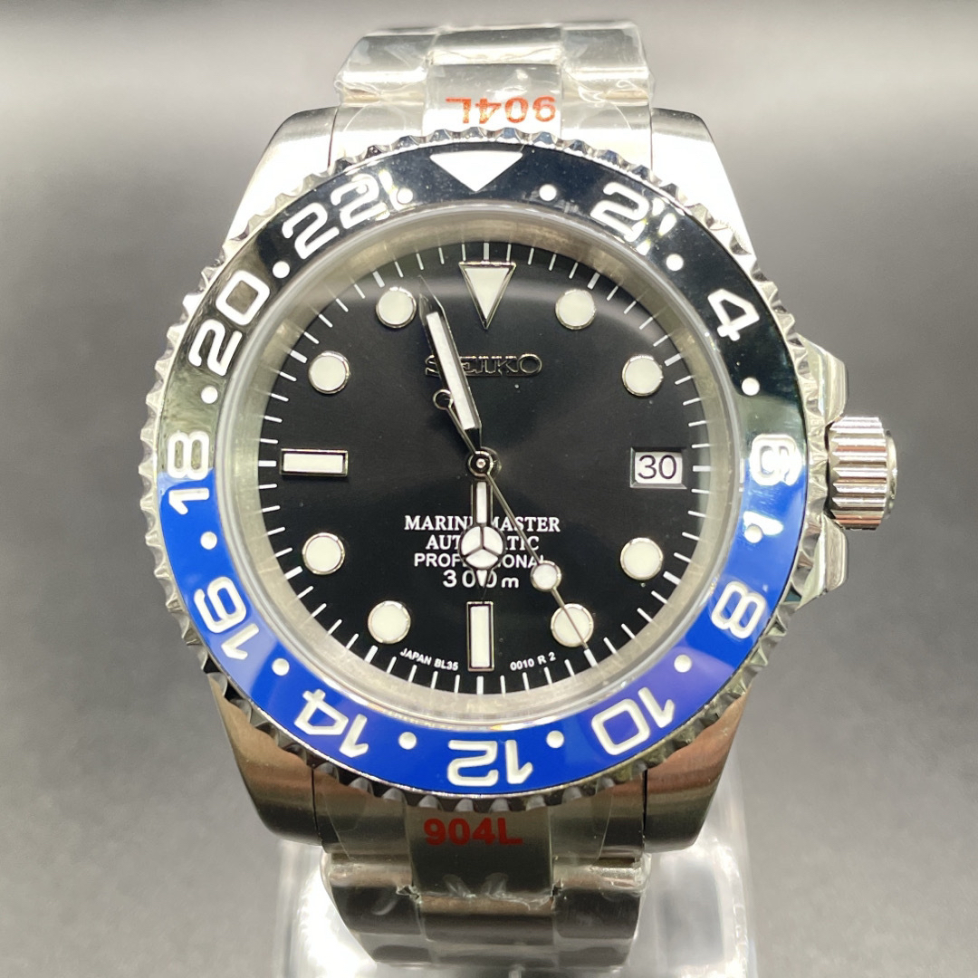 新品SEIKO MOD NH35搭載 セイコー 青黒 バットマン オイスター 黒