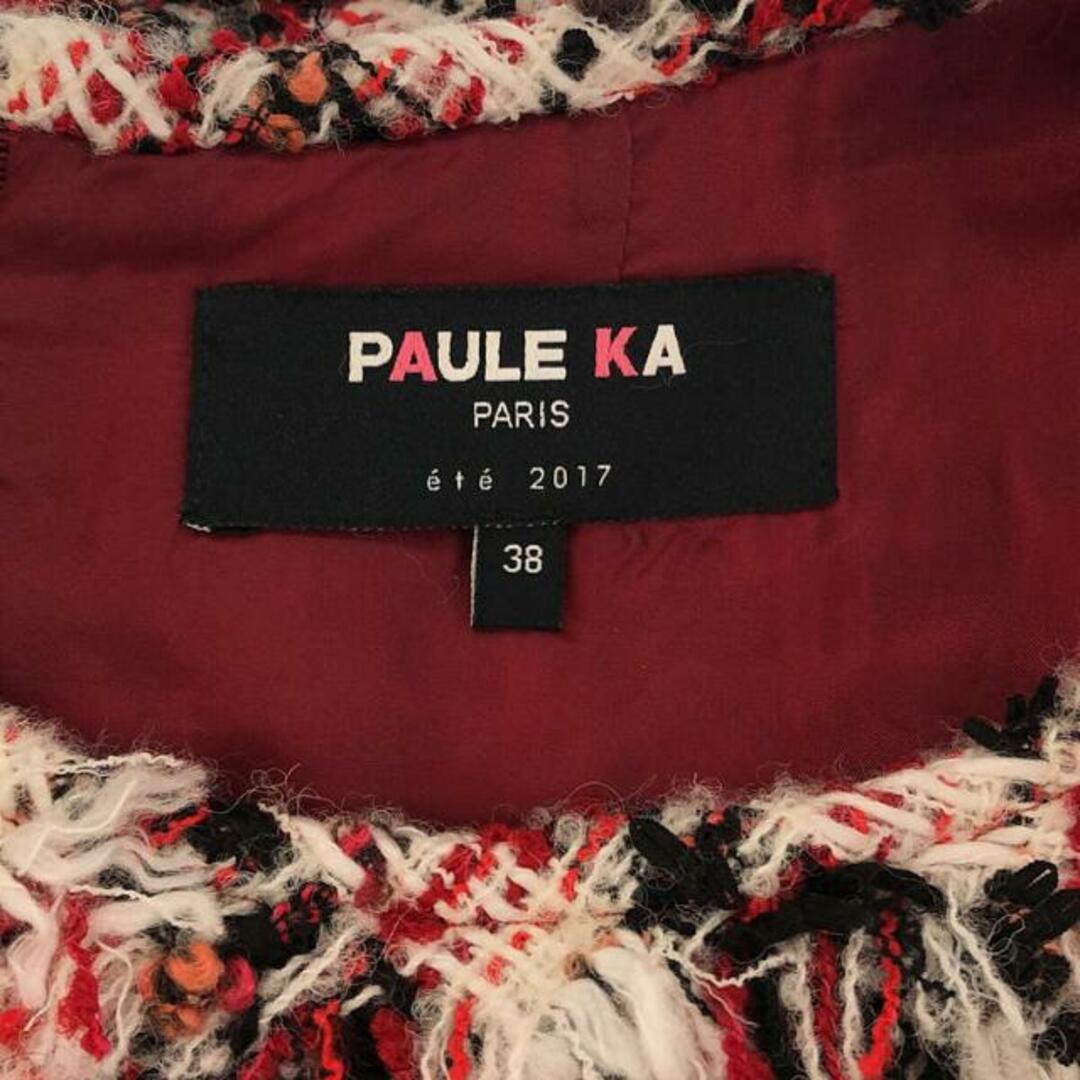 PAULE KA(ポールカ)のPAULE KA / ポールカ | ツイード ノースリーブ ワンピース | 38 | レッド系 | レディース レディースのワンピース(ひざ丈ワンピース)の商品写真