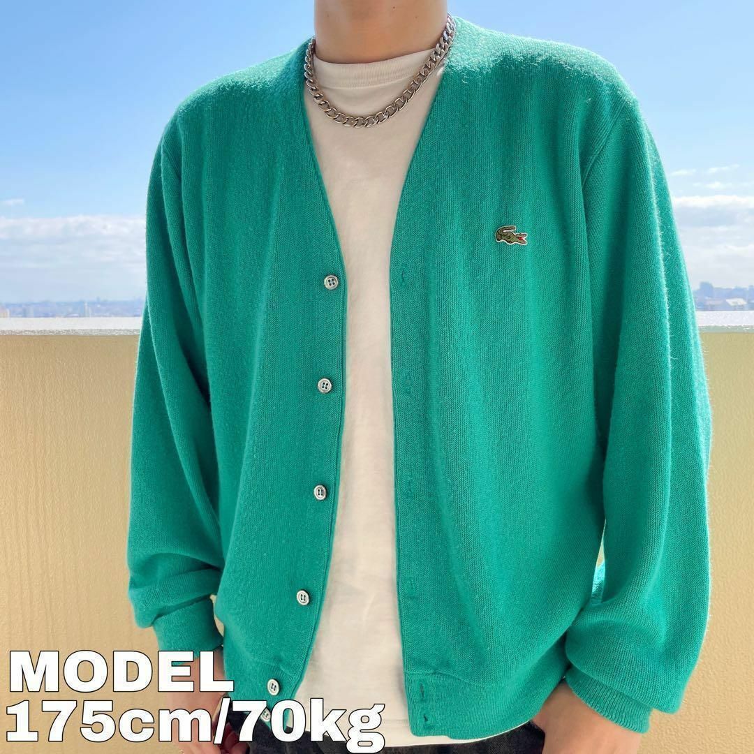 IZOD LACOSTE 90s カーディガンニット L グリーン あいみょん