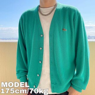 LACOSTE - IZOD LACOSTE 90s カーディガンニット L グリーン あい