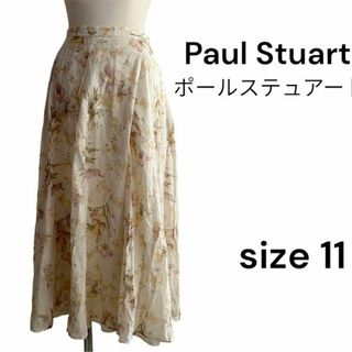 ポールスチュアート(Paul Stuart)のPaul Stuart ポールステュアート　花柄シフォンスカート　size 11(ロングスカート)