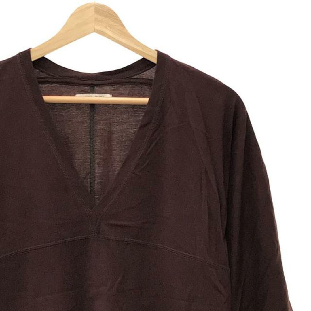 FUMIKA_UCHIDA(フミカウチダ)のFUMIKA UCHIDA / フミカウチダ | V-NECK THREE-QUARTER-SLEEVE TOP  Tシャツ | M | BROWN | レディース レディースのトップス(Tシャツ(半袖/袖なし))の商品写真