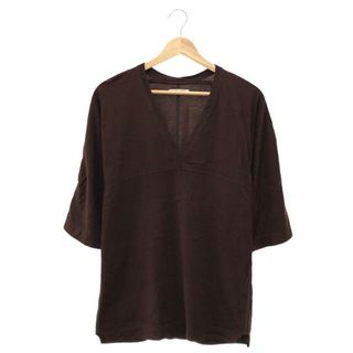 フミカウチダ(FUMIKA_UCHIDA)のFUMIKA UCHIDA / フミカウチダ | V-NECK THREE-QUARTER-SLEEVE TOP  Tシャツ | M | BROWN | レディース(Tシャツ(半袖/袖なし))