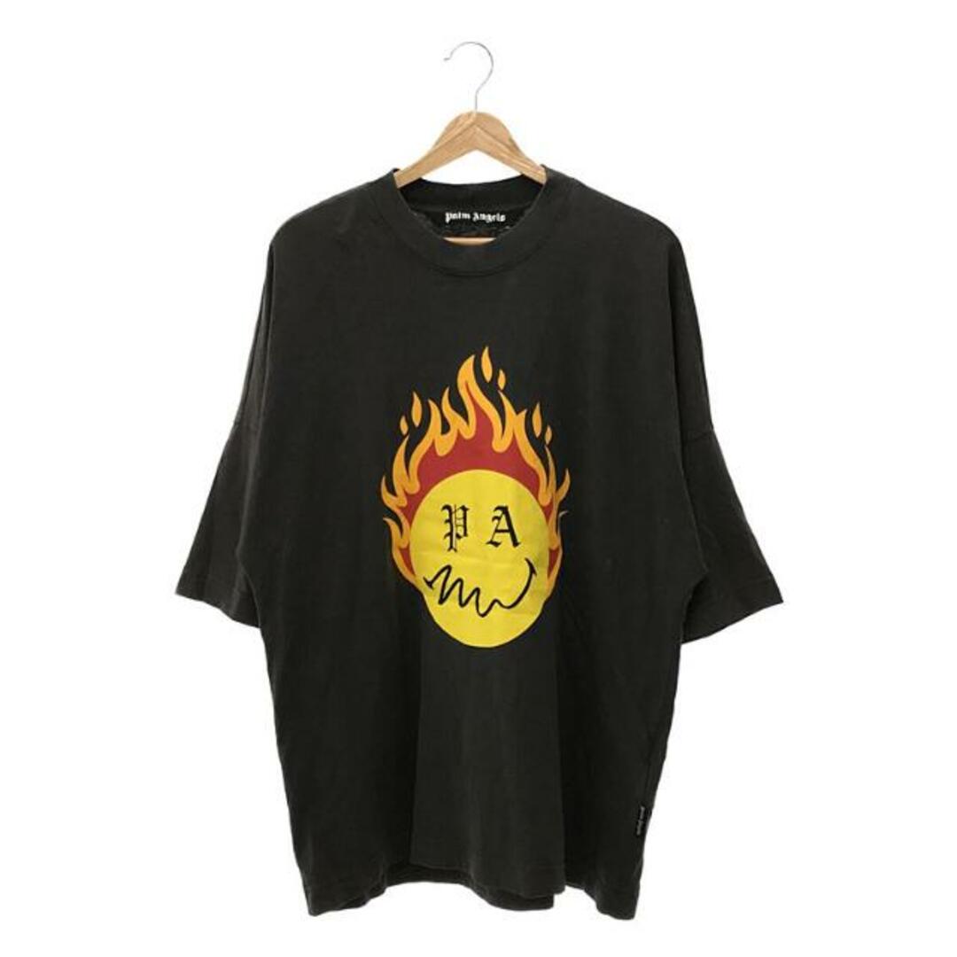 Palm Angels / パームエンジェルス | ヴィンテージ加工 バーニングスマイル プリント Tシャツ | S | グレー | メンズ