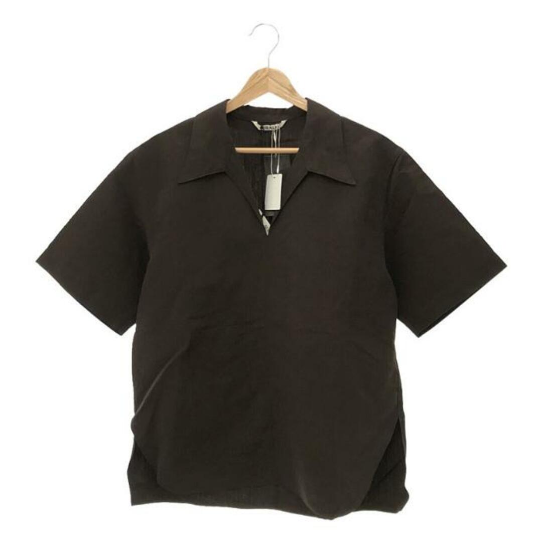 AURALEE(オーラリー)の【新品】  AURALEE / オーラリー | 2023SS | HIGH DENSITY FINX LINEN WEATHER HALF SLEEVED SHIRT | 0 | DARK BROWN | レディース レディースのトップス(シャツ/ブラウス(半袖/袖なし))の商品写真