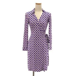 ダイアンフォンファステンバーグ(DIANE von FURSTENBERG)のDIANE VON FURSTENBERG / ダイアンフォンファステンバーグ | CHAIN LINK SILK WRAP DRESS ワンピース | 2 | パープル | レディース(ひざ丈ワンピース)