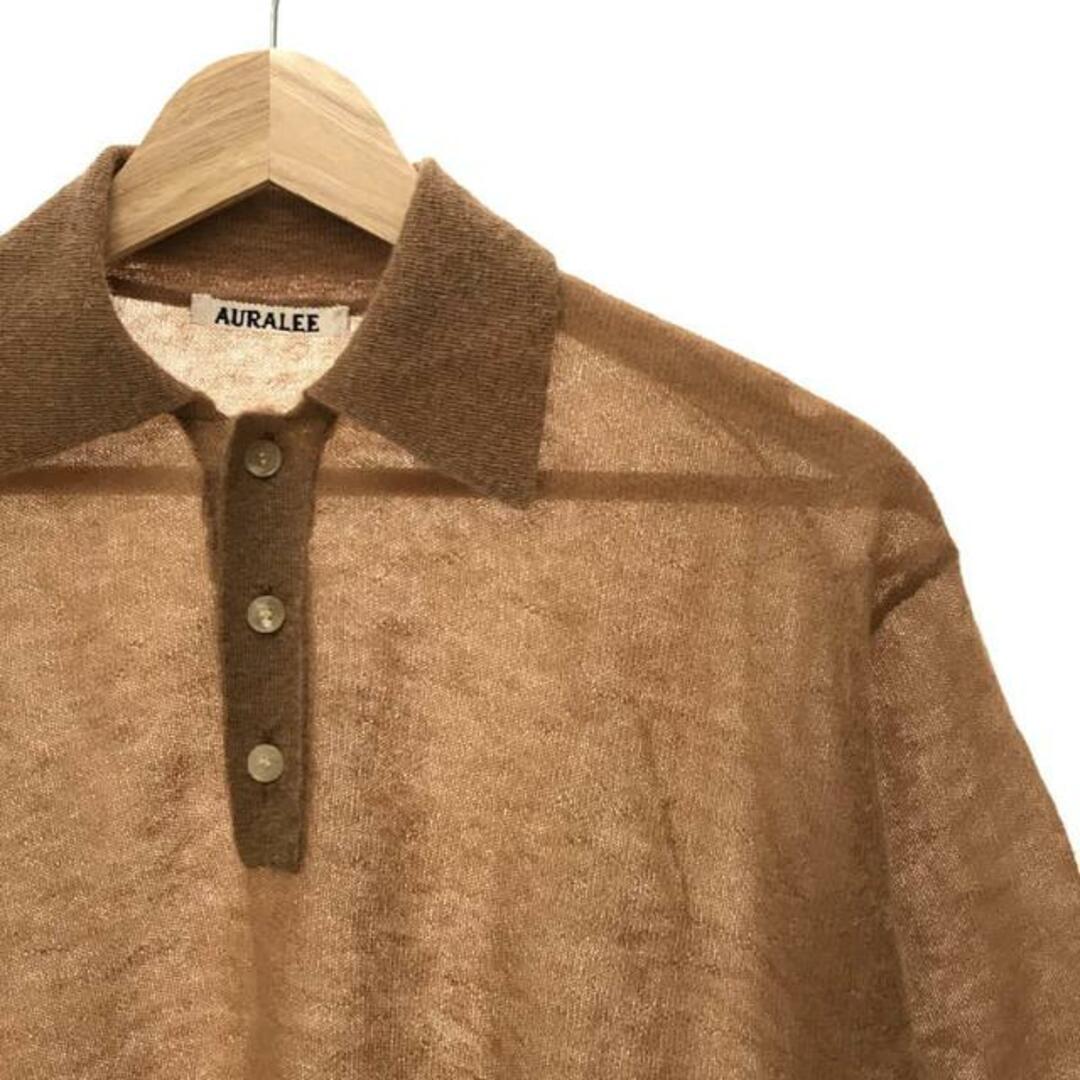 【美品】  AURALEE / オーラリー | 2023SS | KID MOHAIR SHEER KNIT SHORT POLO ポロシャツ | 1 | CAMEL | レディース