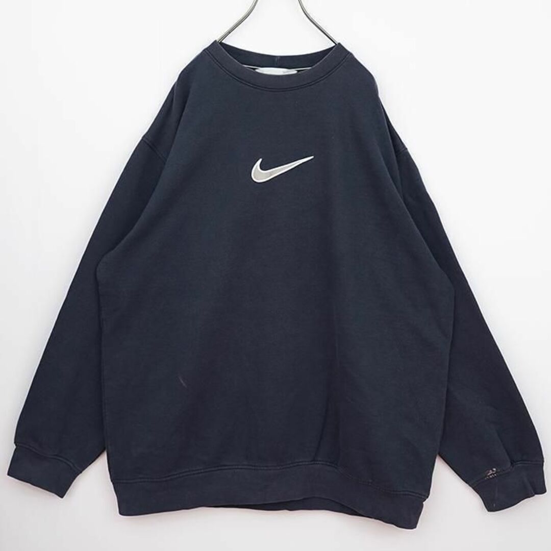 NIKE ナイキ ビッグロゴ刺繍スウェット センタースウッシュ 2XL 黒 白