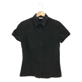 ドリスヴァンノッテン(DRIES VAN NOTEN)のDRIES VAN NOTEN / ドリスヴァンノッテン | レーヨン コットン ダブルポケット 半袖シャツ | 36 | ブラック | レディース(シャツ/ブラウス(半袖/袖なし))