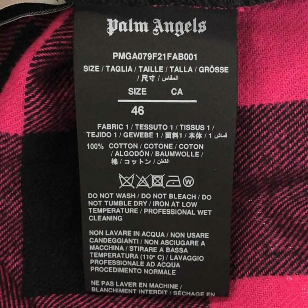 【美品】 Palm Angels / パームエンジェルス | 2021AW | ロゴプリント ブロックチェック シャツ | 46 | ピンク /  パープル | メンズ