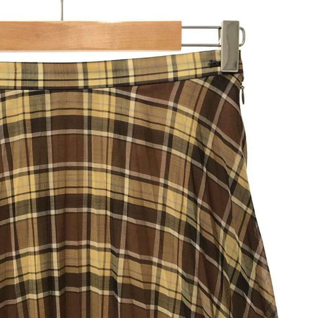 【美品】 AURALEE / オーラリー | 2021AW | WOOL RECYCLE POLYESTER SHEER CLOTH PLEATED SKIRT ウール ポリエステル チェック プリーツ スカート | 0 | ブラック | レディース
