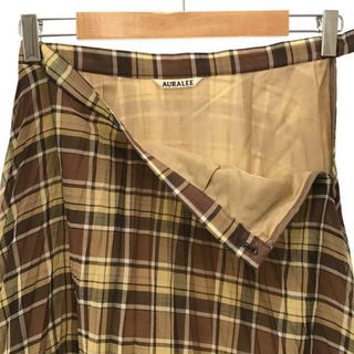 【美品】 AURALEE / オーラリー | 2021AW | WOOL RECYCLE POLYESTER SHEER CLOTH PLEATED SKIRT ウール ポリエステル チェック プリーツ スカート | 0 | ブラック | レディース