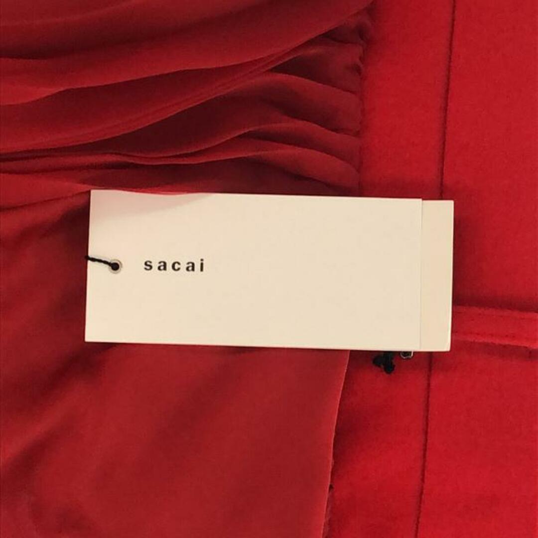 sacai(サカイ)の【新品】  sacai / サカイ | 2022AW | Satin Mix Chiffon Mix Skirt 1 | 1 | レッド | レディース レディースのスカート(ひざ丈スカート)の商品写真