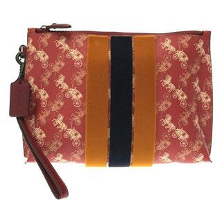 コーチ(COACH)の【美品】  COACH / コーチ | Charlie Varsity Stripe Printed Pouch ポーチ | レッド | レディース(その他)